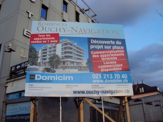 Image Panneau de vente pour l'agence Domicim - Lausanne Ouchy / Vaud